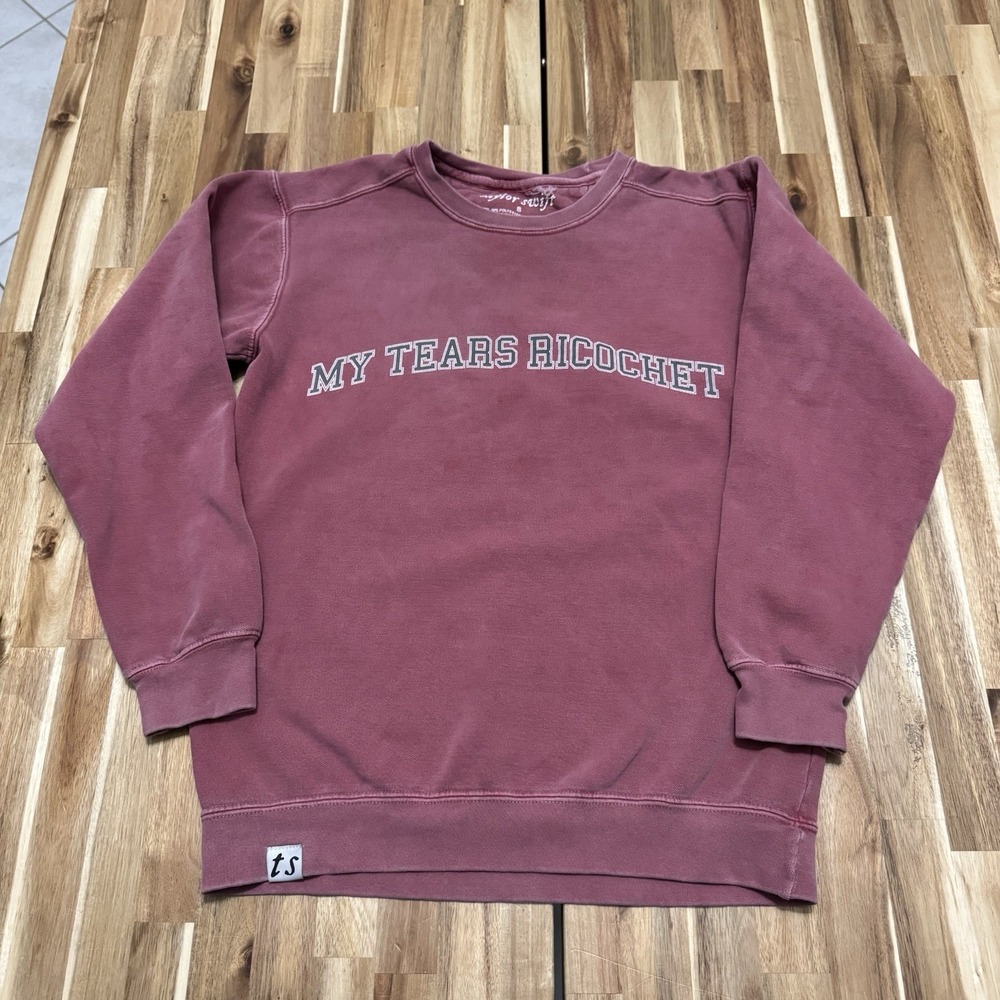 Taylor Swift Sweatshirt Womens S Red Faded My Tears Ricochet Crewneck Folkore